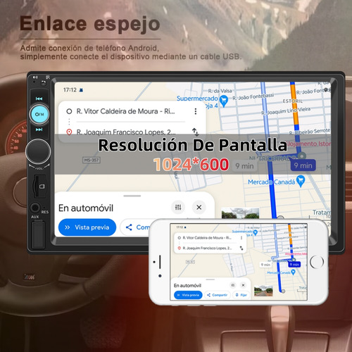 Autoestéreo Land Cast 1din Pantalla Táctil Mirrorlink Cámara