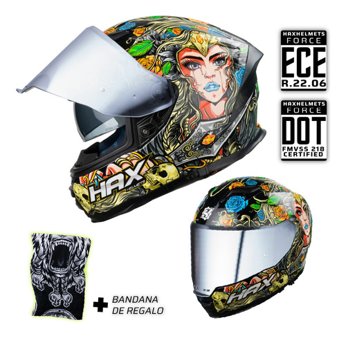 Hax Casco Integral Para Moto. Dot + Ece 06. Force Valkyrie
