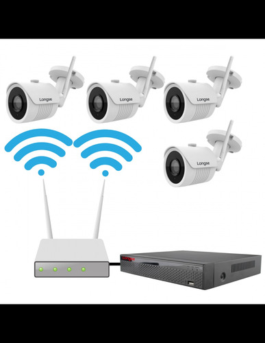 Kit De 2 Camaras Wifi 2mpx Exterior Nvr 9 Ch 5mpx Disco 512g Blanco Y Negro