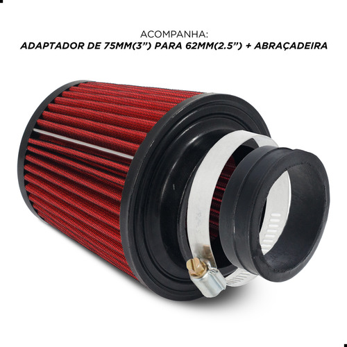 Filtro Esportivo Rci Duplo Fluxo Universal Intake 3 2.5 Pol.