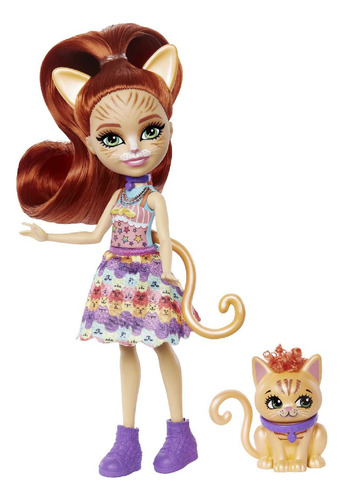 Muñeca Enchantimals City Tails Tarla Tabby + Mascota