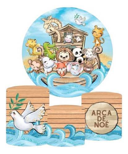 Funda Arca De Noe Tela Sublimada Mampara 1.5m Y 3 Cilindros