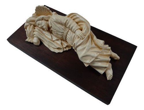 Estatua De San José Dormido - 30 Cm - Base De Madera