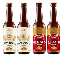 Comprar Kit Cervezas Sin Tacc Straus 2 Rice Gold + 2 Red Ale 355cc