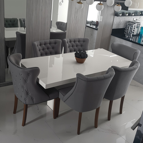 Conjunto Mesa Jantar 1,90 X 0,90 C/ 6 Poltronas Com Braço
