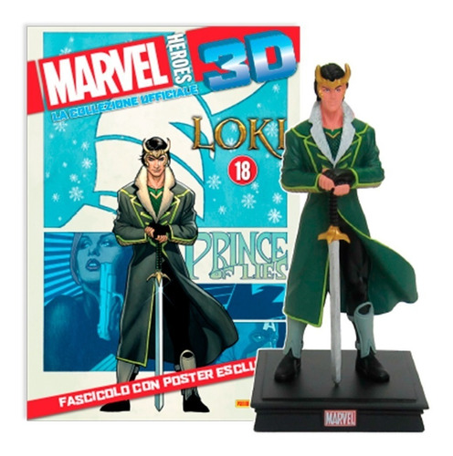 Marvel 3d Súper Héroes Figura Loki #24 + Poster 