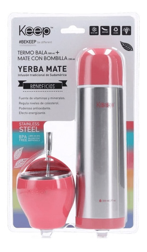 Set Keep De Termo Bala 500 Ml + Mate 230ml + Bombilla Acero