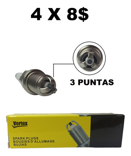 Bujia 3 Puntas Electrodos Optra Desing Fiat Lanos Aveo Cielo