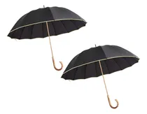 Comprar Pack X2 Paraguas Lluvia Grande 110cm Mango Curvo De Madera 16 Varillas Sombrilla Premium Invierno Marin Color Negro 2 Unidades De Paraguas Para Lluvia Paragua 16 Varillas Marin Paraguas Grande 110cm