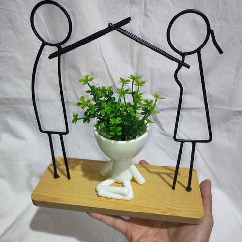 Kit Enfeite Bob Vaso Decoração Planta Artificial Prateleira