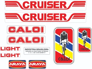 Antigo Grafismo Adesivo Caloi Cruiser Light 1984 Vermelho