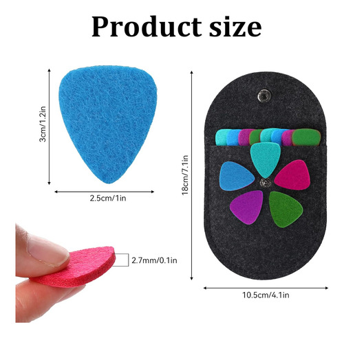 20 Púas De Fieltro Corazón Multicolor Para Ukelele Con Estuc