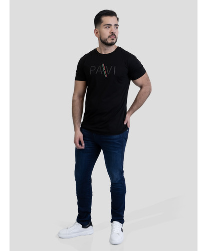 Pavi Italy Playera Negra Para Hombre Diseñ Discreto 04-5062n