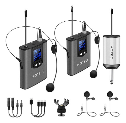 Sistema Sem Fio Hotec Com Microfones De Ouvido Duplo/laval..
