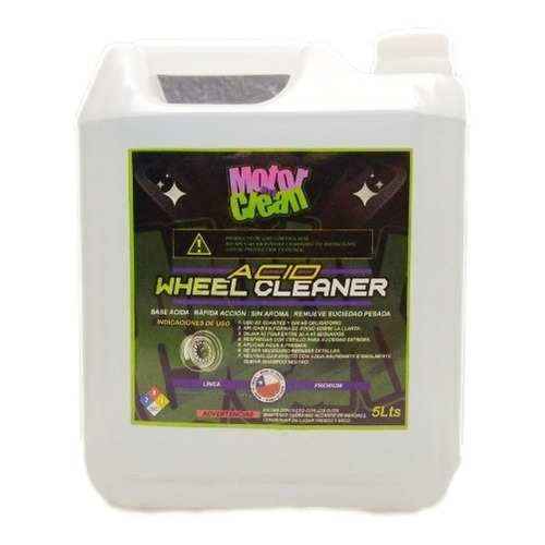 Limpiador De Llantas Auto Acid Wheel Cleaner Motorclean 5 Lt