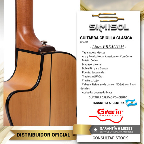 Imagen 4 de 8 de Guitarra Criolla Gracia S100 Eq Fishman Concierto Maciza