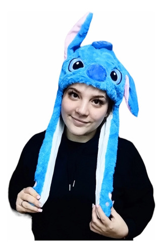 Gorro Infantil Con Luz Y Orejas Movibles Personajes Abrigado Celeste Stitch Único
