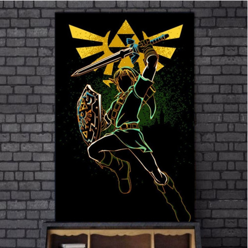 Cuadro Decorativo Link Artistico Trifuerza Zelda 30x45cm