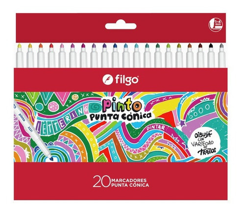 Marcadores Filgo Punta Conica Pinto X 20 Colores 