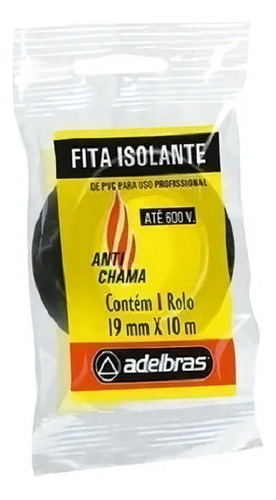 Fita Isolante Adelbras Preta 19mm X 10m (cx. C/ 10 Rolos)