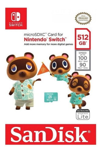 Cartão De Memória Sandisk Microsd Nintendo Switch, 512gb