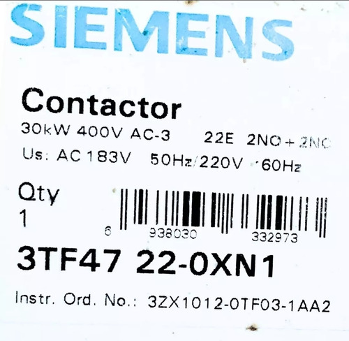 Contator Para Eletrodomésticos Siemens 3tf47 220v