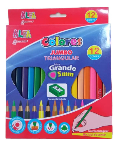 Creyones Jumbo Alfa. 12 Colores