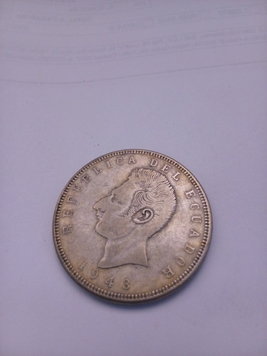 Moneda De Plata De 5 Sucres 1943