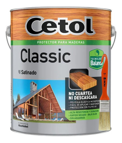 Cetol Classic Satinado Al Agua 1 L + Pincel N10