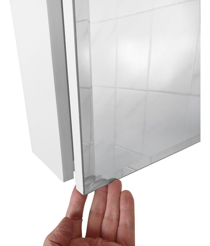 Armário P/ Banheiro Porta Espelho De Vidro Bemi Modulo20 Moldura Branco