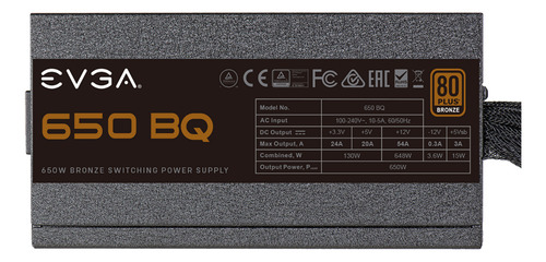 Fonte De Alimentação Atx Gamer Evga 650w Bq 80 Plus Bronze (Recondicionado)