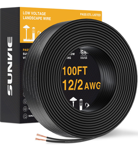Sunvie Cable De Bajo Voltaje De Calibre 12 De 100 Pies, Cabl
