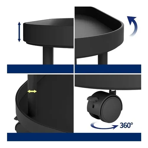Mesa Ratona Multifuncion 2 Niveles C/ruedas Arrime Mesa Luz