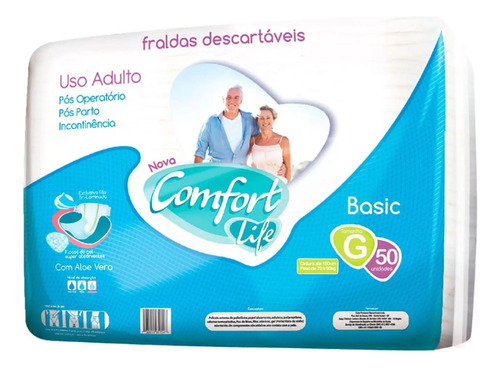 Fralda Geriátrica Adulto G Comfort Life Com 50 Unidades Tamanho Grande