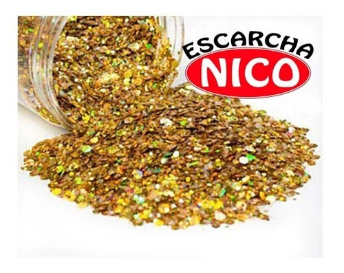Escarcha Dorada Laser Iridiscente 250gr Paquete Sellado