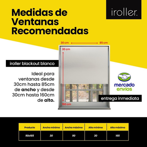 Imagen 2 de 6 de Cortina Roller Blackout Standar 90x165 Iroller