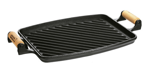 Chapa Grill De Ferro Com Alça Madeira 33x25 Cm