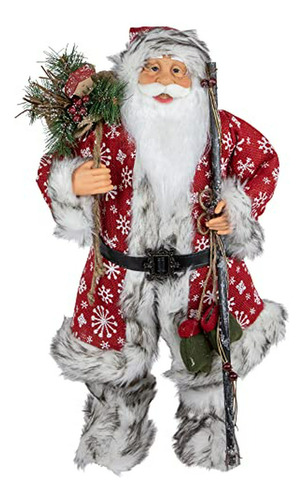 Figura Navidad Santa Claus 24  Con Bastón Y Guantes