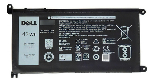 Bateria Para Notebook Dell Wdx0r 42wh Dell Inspiron Cor Pret Preto