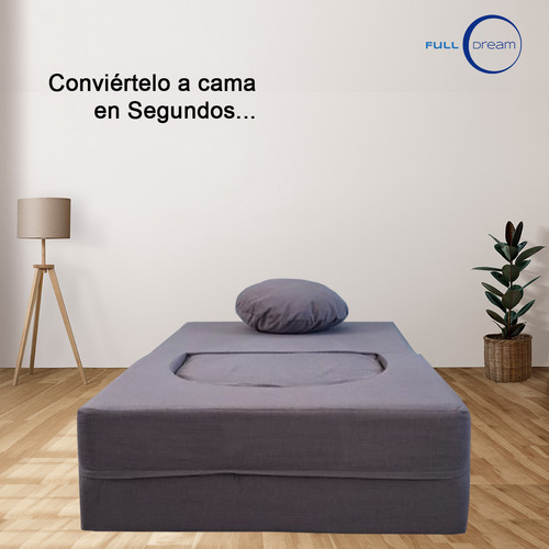 Sófa Cama Individual Plegable Con Cojín Y Taburete Dream Gris Linda Lisa
