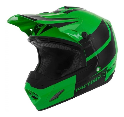 Capacete para moto  motocross Pro Tork Th1  Factory Edition  preto e verde factory edition tamanho 58 