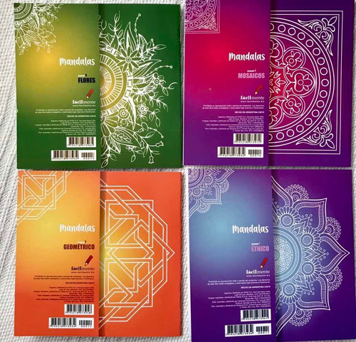 Set 4 Libros Mini Mándala C/mapa En 4 Diseños Diferentes