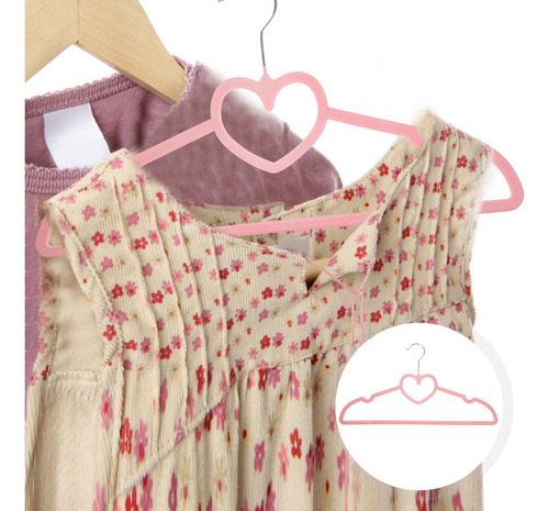 Kit 50 Cabide Slim De Veludo Rosa Infantil Ultra Fino