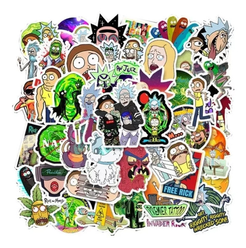 Pack 50 Stickers Pegatinas Rick And Morty Notebook Regalos