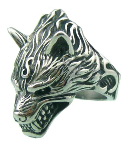 Anillo De Acero Inoxidable Grande Furia De Lobo