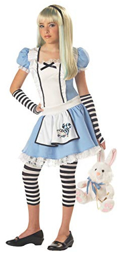 Niñas Entretiene Alice Disfraz Azul Blanco X Grande