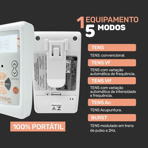 Neurodyn Portátil Ibramed - Aparelho De Tens Burst 2 Canais