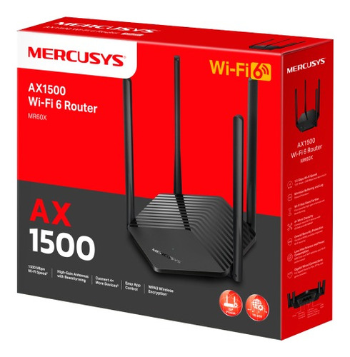 Router Mercusys Mr60x Wi-fi 6 Ax1500 Doble Banda Fibra