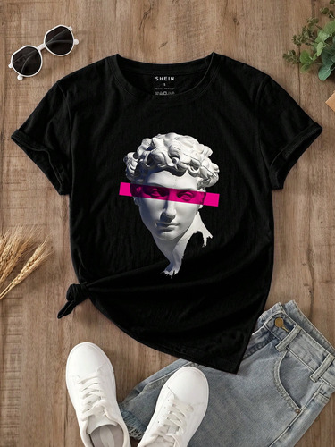 Camiseta Con Estampado De Escultura