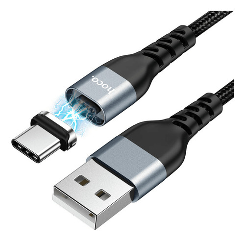 Cable Magnetico Usb A Tipo C V8 1.2m Hoco U96 Negro Calidad